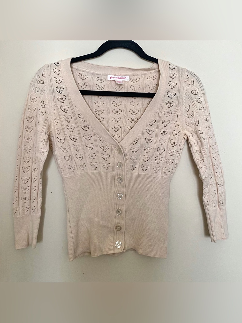 betsey johnson pointelle cardigan - Picture 2 of 7